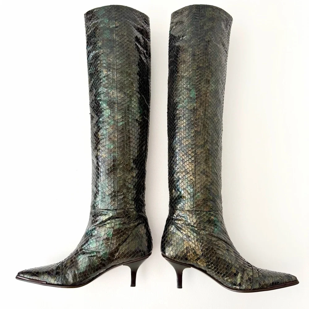 GUCCI | Tom Ford Runway Spring 1997‎ Iridescent Python Knee High Boots US 6.5